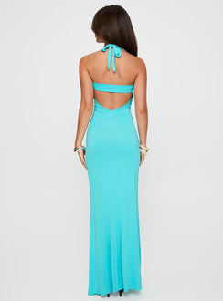 Anasofia Halter Maxi Dress Aqua