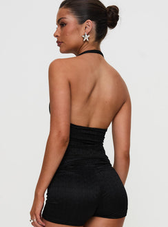 Moderna Halter Lace Top Black