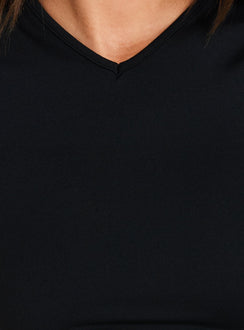Daily Define High V Neck Short Sleeve Top Black