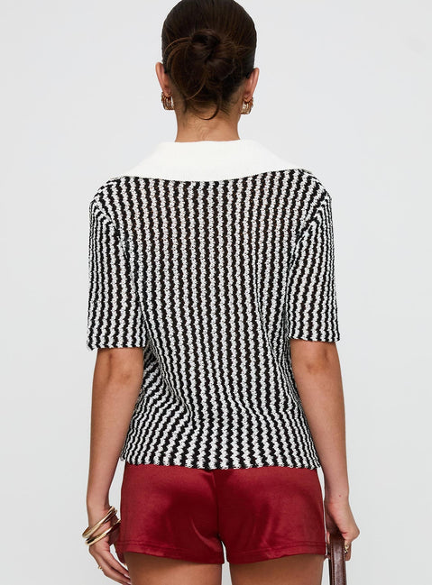 Tristar Collared Top Black