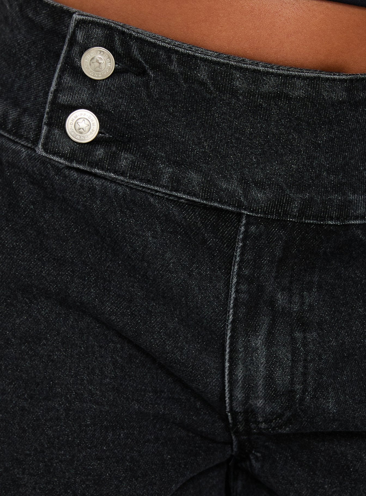 Nikoletta Foldover Jeans Washed Black