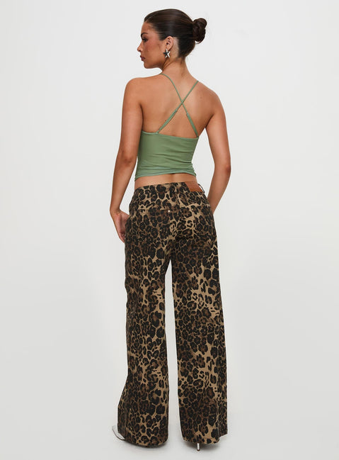 Pantar Low Rise Pants Leopard