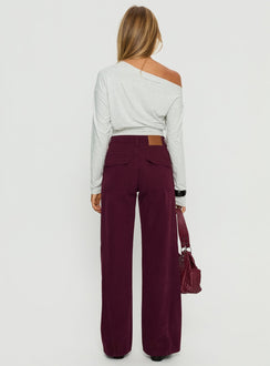 back view of model wearing Princess Polly Bruiser Tie Waist Mid Rise Wide Leg Jeans Currant High Rise Jeans Jeans 