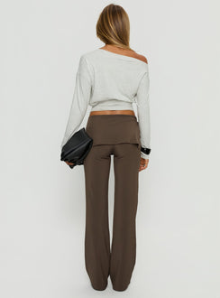 back view of model wearing Princess Polly Elka Wrap Trousers Truffle Mid Rise Pants 