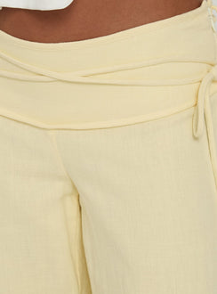 Silver Moon Linen Blend Tie Pants Lemon