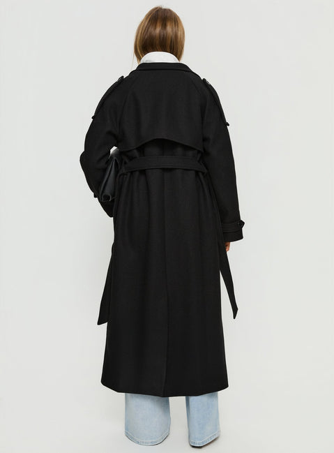 Rylanne Longline Trench Coat Black