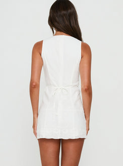 Marloww Broderie Detail Romper White