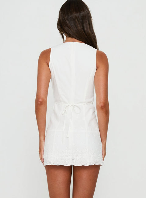 Marloww Broderie Detail Romper White