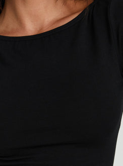 Emmilia Curved Hem 3/4 Sleeve Mini Dress Black