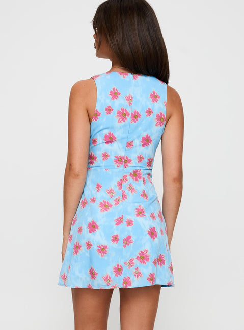 Pink Skies Mini Dress Blue