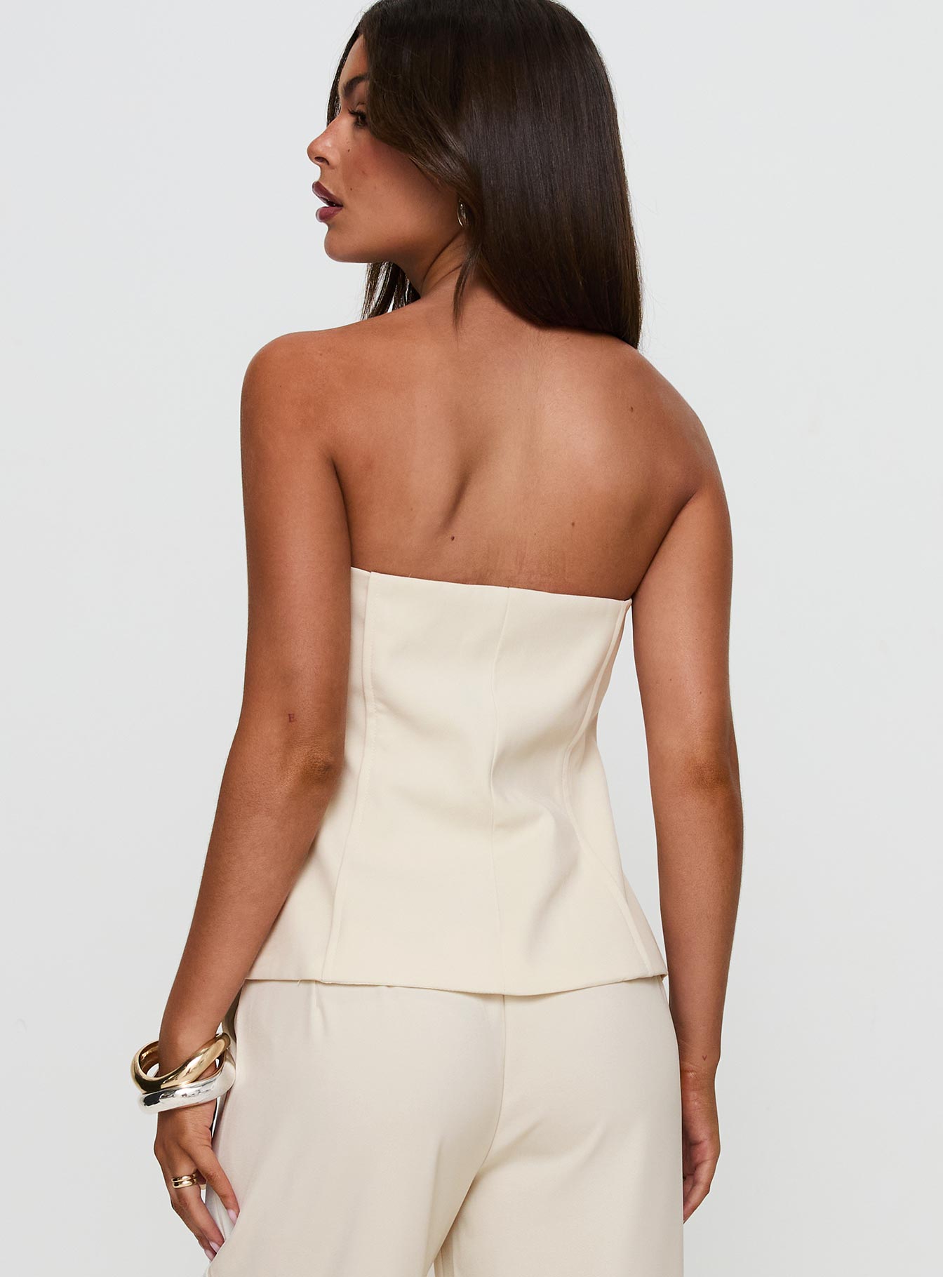 Lavish Living Strapless Top Cream Petite