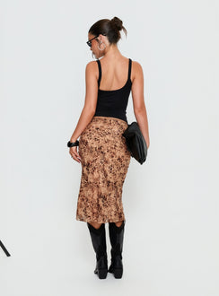 Sydni Midi Bias Cut Skirt Leopard