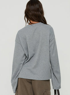 Arlla Waffle Jersey Long Sleeve Top Grey