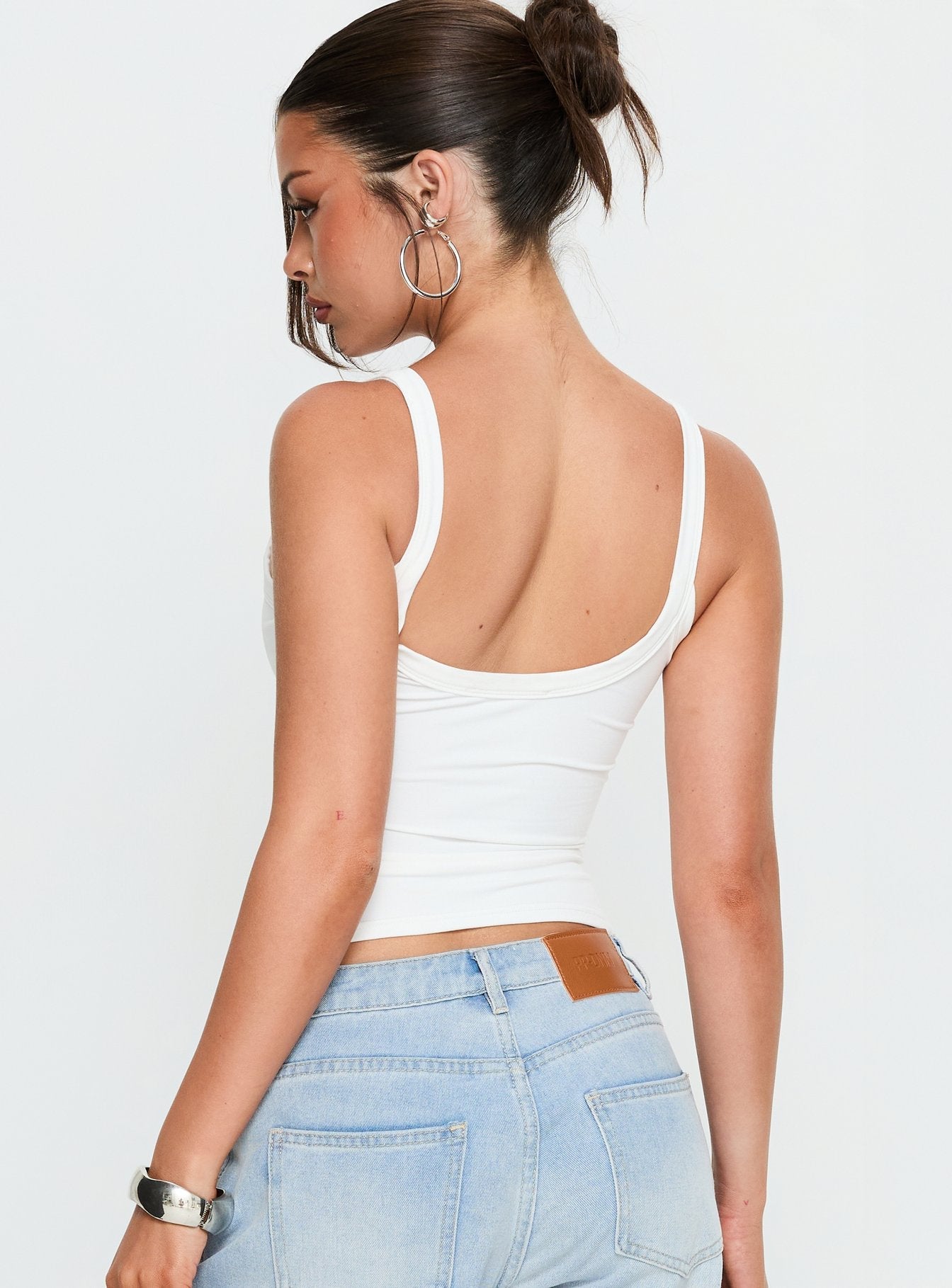 Kasper Cinched Longline Tank Top White