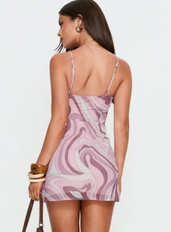 Disco Queen Mini Dress Pink Abstract
