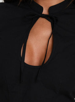 Kimiko Keyhole Cap Sleeve Top Black