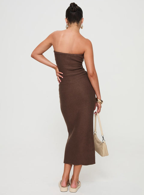 Strapless knit maxi dress Good stretch, unlined