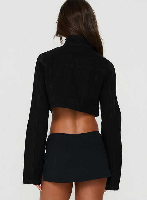 Stage Left Cropped Military Jacket Black