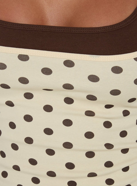 Maeka Layered Jersey Tank Top Yellow / Polka Dot