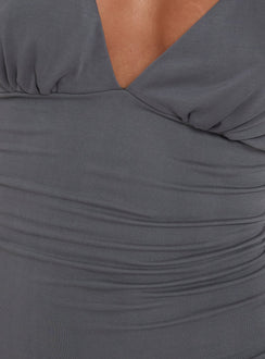 Mattey Cinched V Neck Mini Dress Slate