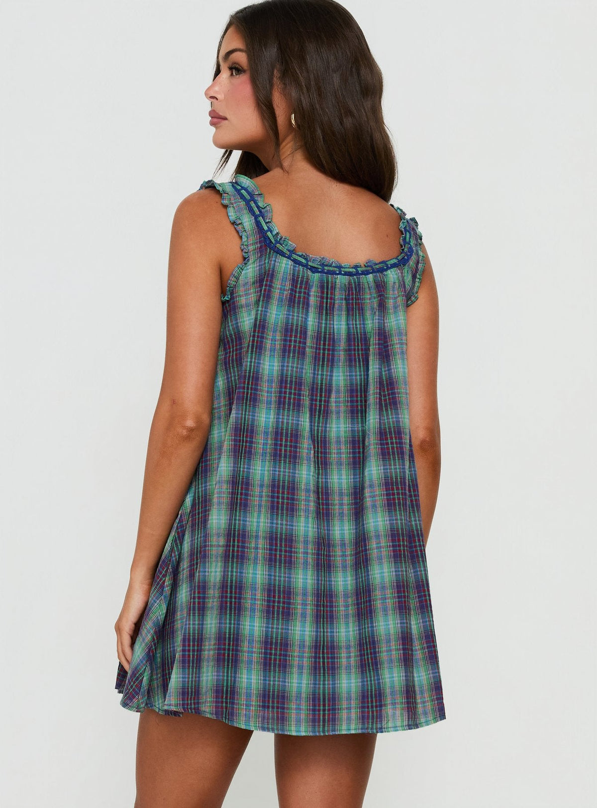 Swing Mini Dress Blue / Green Check