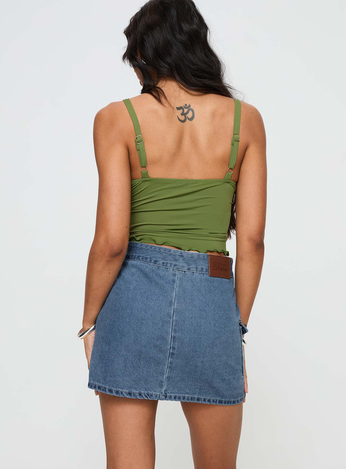 Kippiy Denim Mini Skirt Mid Wash
