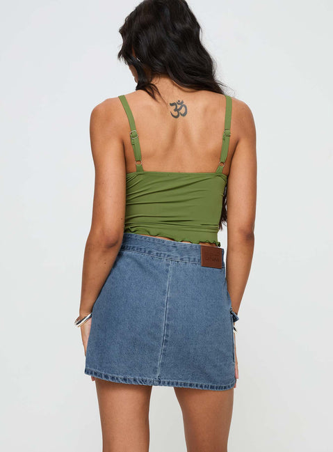 Kippiy Denim Mini Skirt Mid Wash