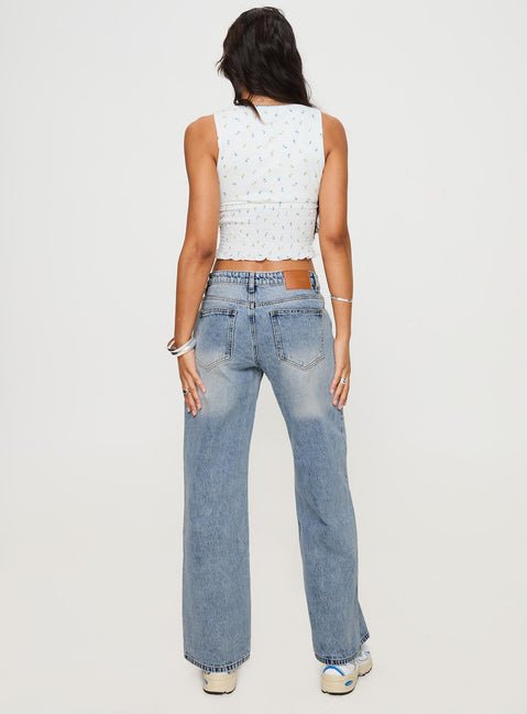 Ronine Low Rise Wide Leg Jeans Light Wash