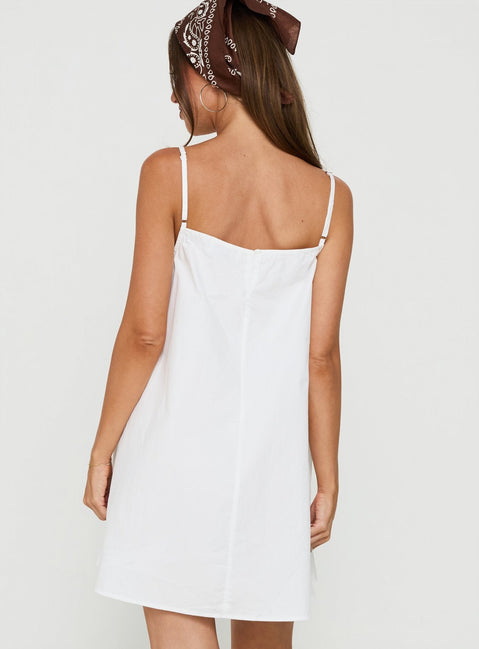 Cirelle V Neck Mini Dress White