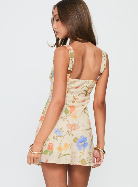 Pennie Bias Mini Dress Cream / Floral