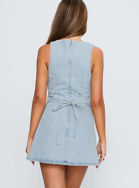 Ainsleigh Shift Denim Playsuit Light Wash