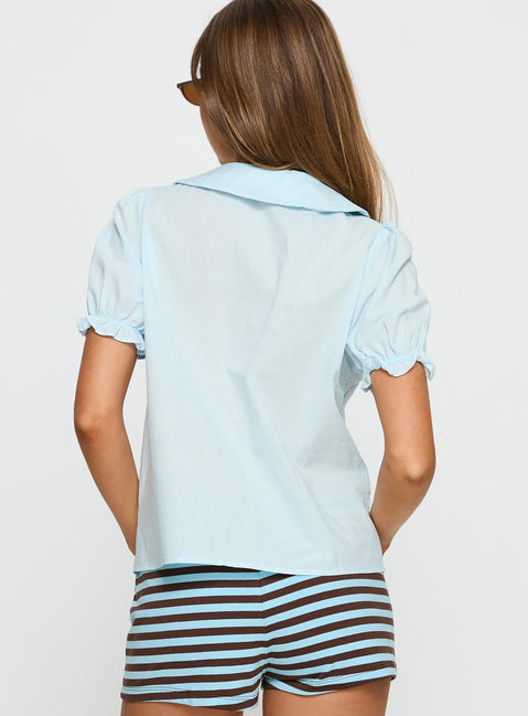 Neverland Blouse Top Soft Blue