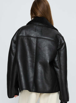 Nunez Faux Leather Jacket Black