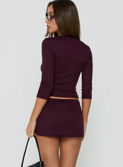 Kizuri Pointelle Low Rise Mini Skirt Plum