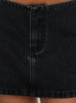 Adoriah No Waist Micro Mini Skirt Washed Black