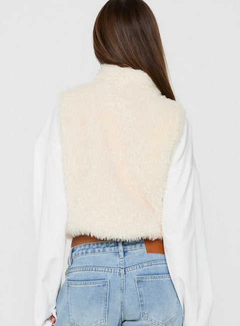 Elaska Fluffy Fleece Vest Cream