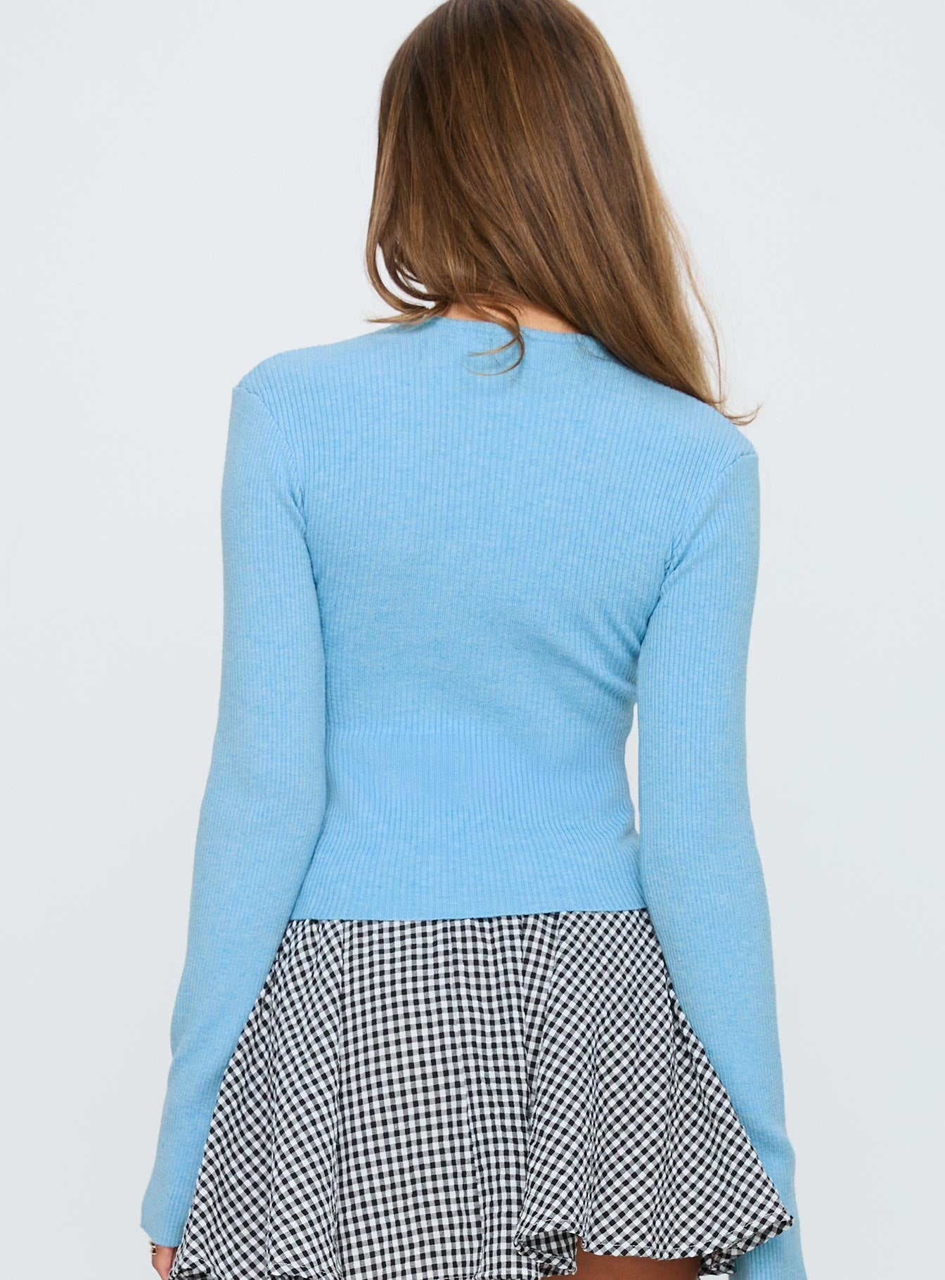 Suzu Long Sleeve Knit Top Light Blue