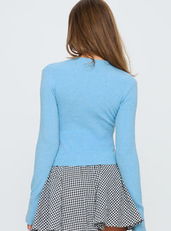 Suzu Long Sleeve Knit Top Light Blue