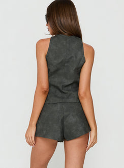 Ashtonn Faux Leather Micro Shorts Black