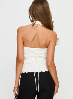 Delle Anglaise Halter Top White