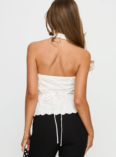 Delle Anglaise Halter Top White