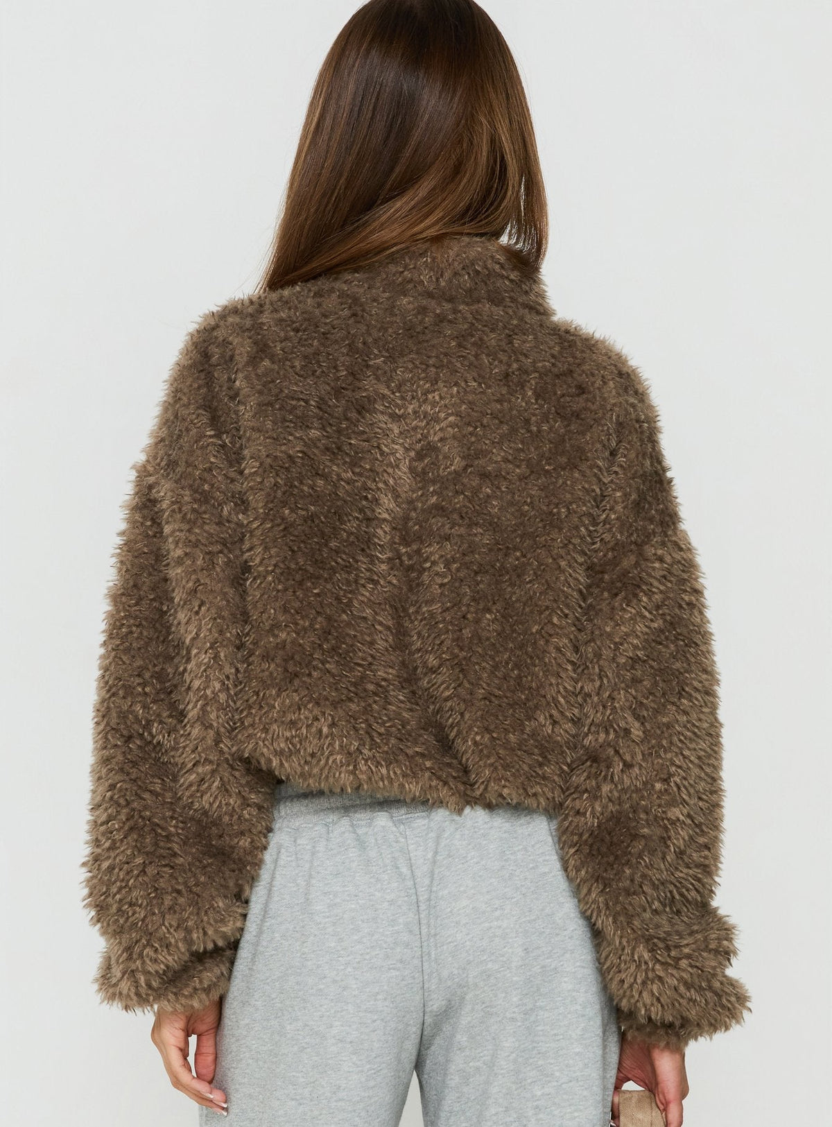 Jordynn Fleece Zip Through Jacket Brown