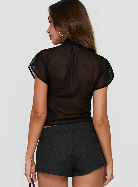Babetta Keyhole Chiffon Top Black