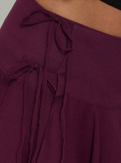 Jesarna Asymmetrical Wrap Midi Skirt Plum