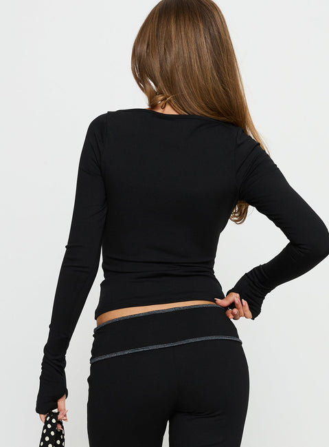 Kobee Jersey Long Sleeve Layering Top Black