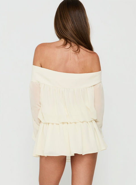 Annikah Off Shoulder Romper Cream
