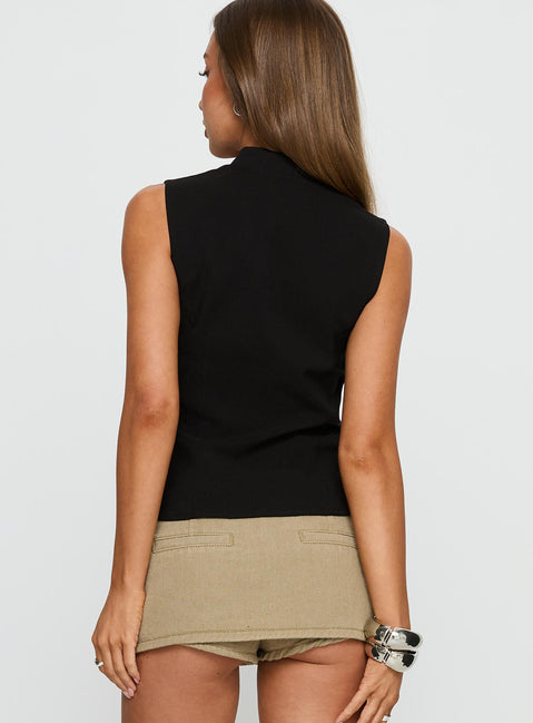 Amry Lace Up Sleeveless Top Black