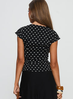 Indulgence Corset Top Black Polka