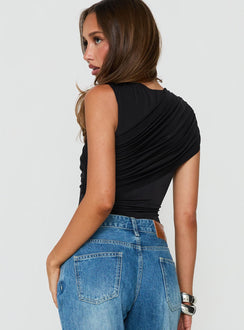 Ravennah Draped Bodysuit Black