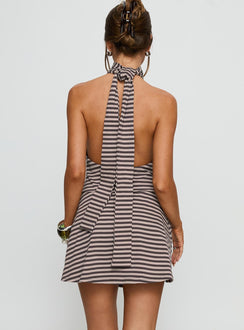 Ephron High Neck Playsuit Grey Stripe